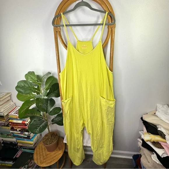 Free People Movement Hot Shot Jumpsuit In Neon Yellow Sz L